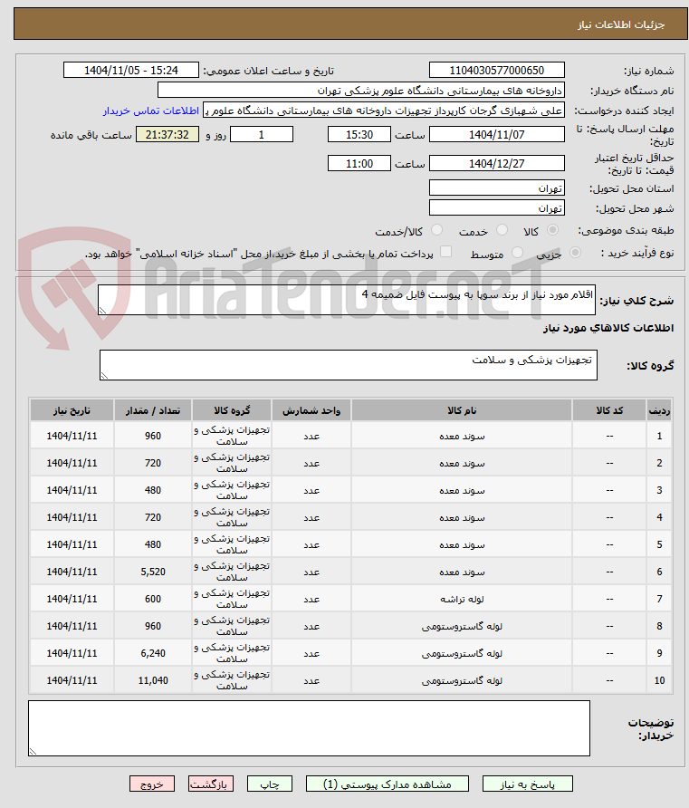 تصویر کوچک آگهی اقلام مورد نیاز از برند سوپا به پیوست فایل ضمیمه 4