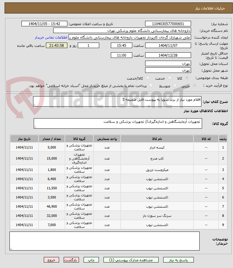 تصویر کوچک آگهی اقلام مورد نیاز از برند سوپا به پیوست فایل ضمیمه 5