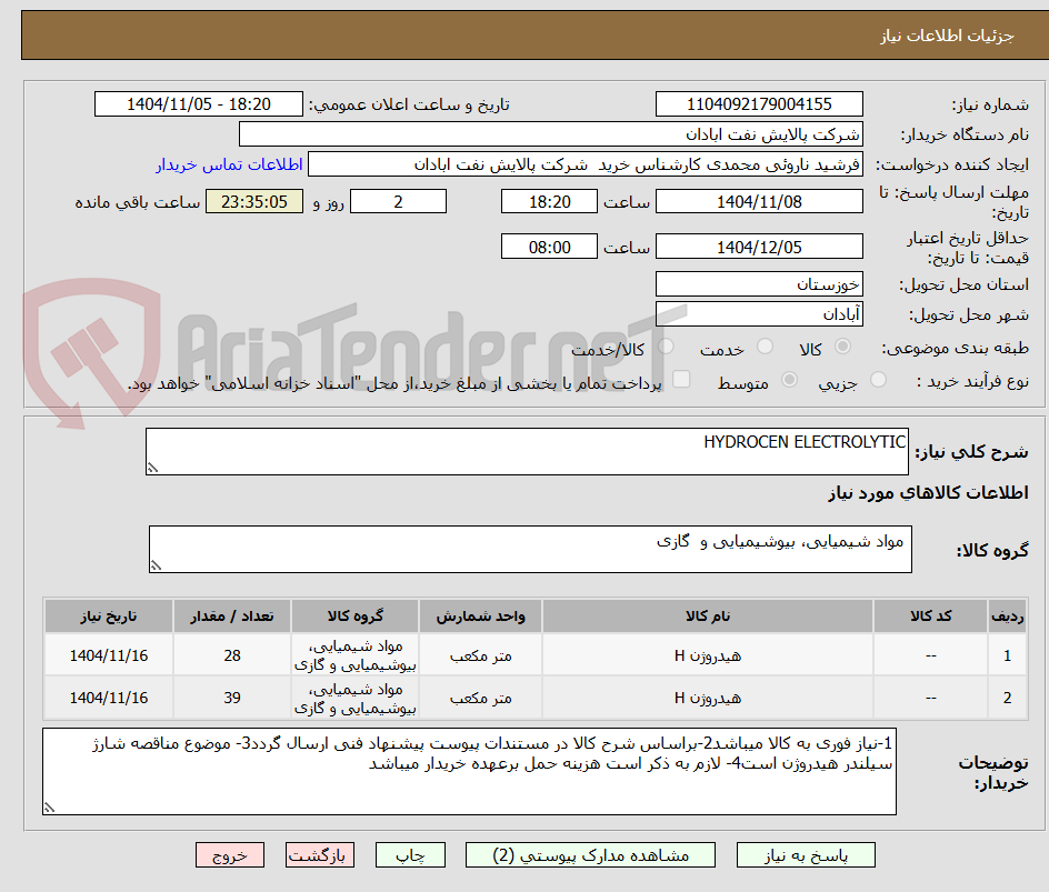 تصویر کوچک آگهی HYDROCEN ELECTROLYTIC