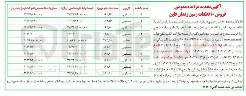 تصویر کوچک آگهی فروش ۱۰ قطعات زمین