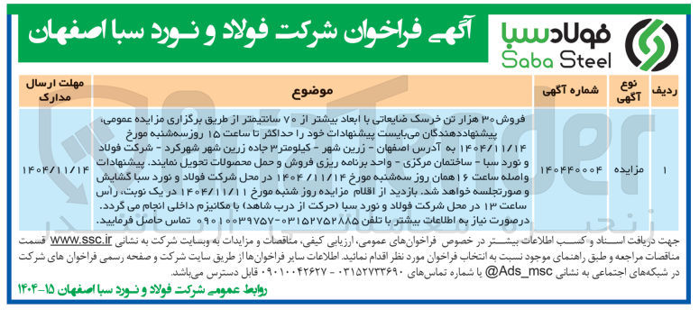 تصویر کوچک آگهی فروش ۳۰ هزار تن خرسک ضایعاتی با ابعاد بیشتر از ۷۰ سانتیمتر