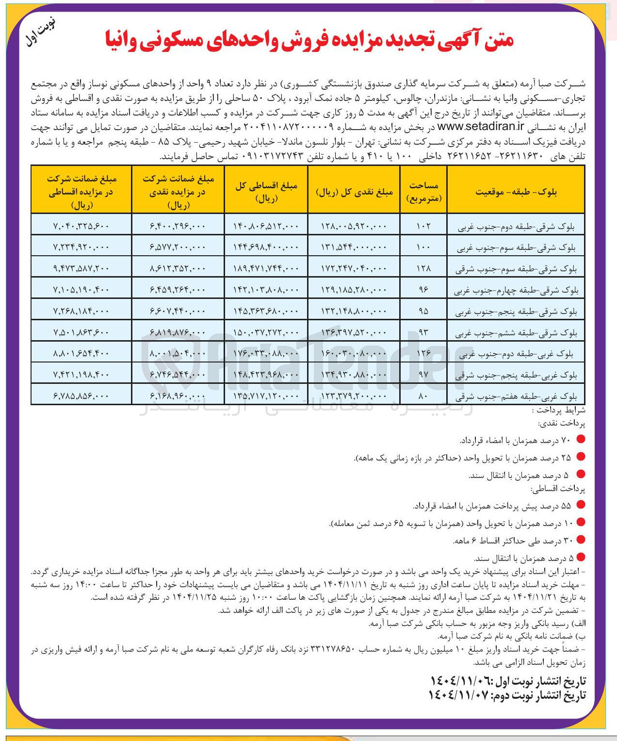 تصویر کوچک آگهی تعداد ۹ واحد از واحدهای مسکونی نوساز فروش