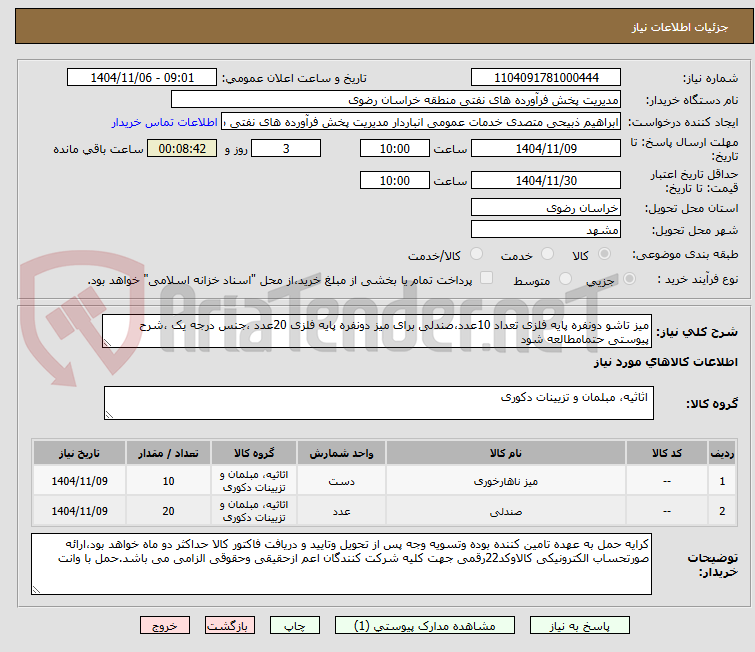 تصویر کوچک آگهی میز تاشو دونفره پایه فلزی تعداد 10عدد،صندلی برای میز دونفره پایه فلزی 20عدد ،جنس درجه یک ،شرح پیوستی حتمامطالعه شود