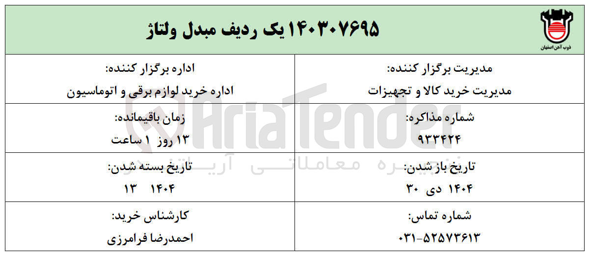 تصویر کوچک آگهی خرید یک ردیف مبدل ولتاژ 