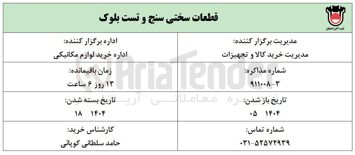 تصویر کوچک آگهی تامین قطعات سختی سنج و تست بلوک