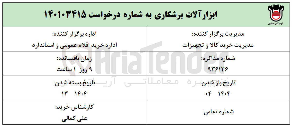 تصویر کوچک آگهی تامین ابزار آلات برشکاری