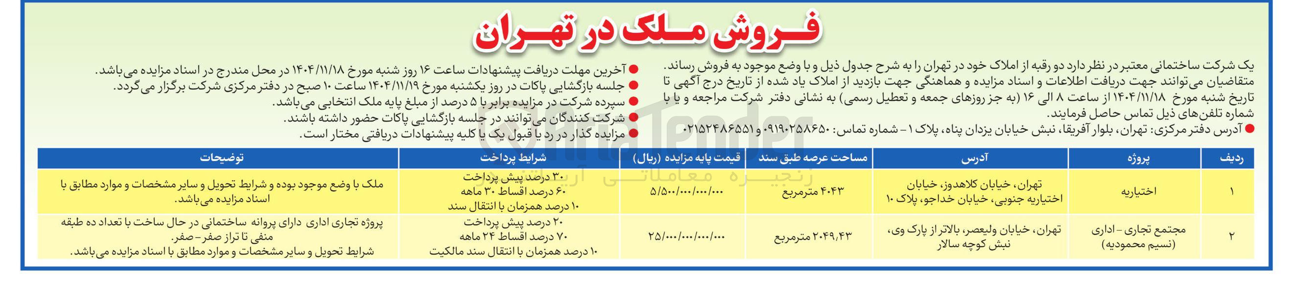 تصویر کوچک آگهی فروش املاک