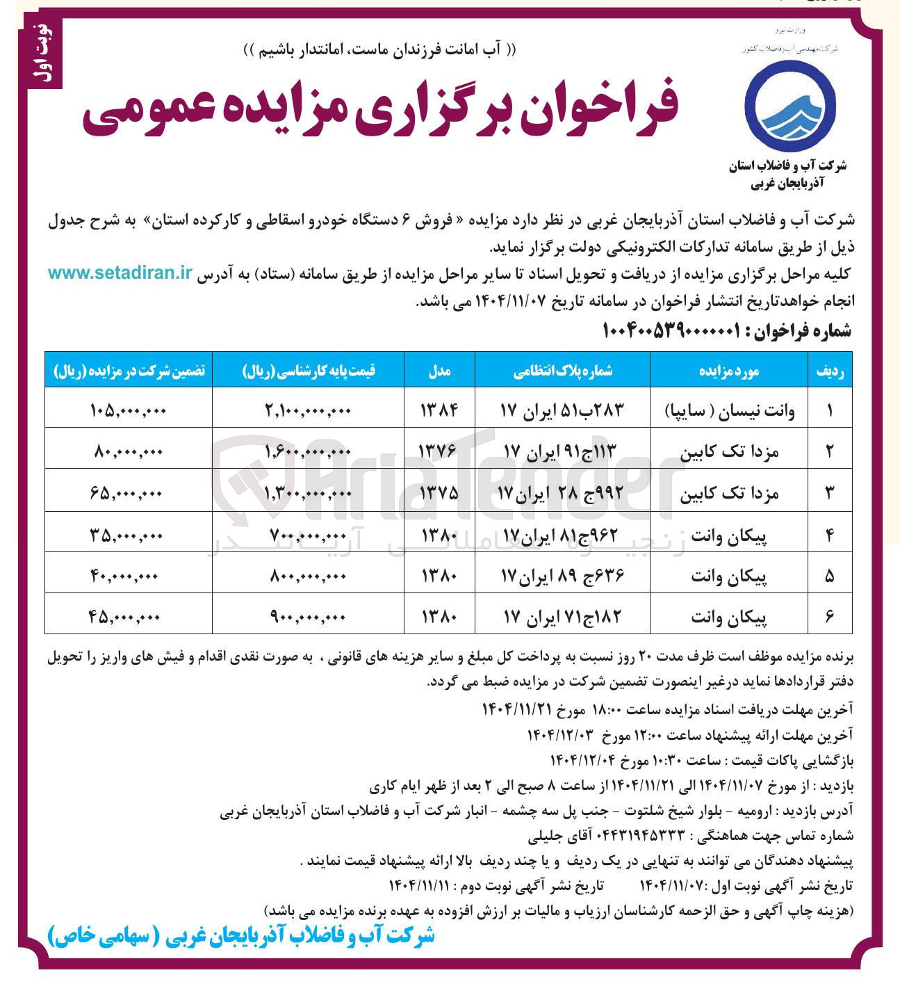 تصویر کوچک آگهی فروش ۶ دستگاه خودرو اسقاطی و کارکرده
