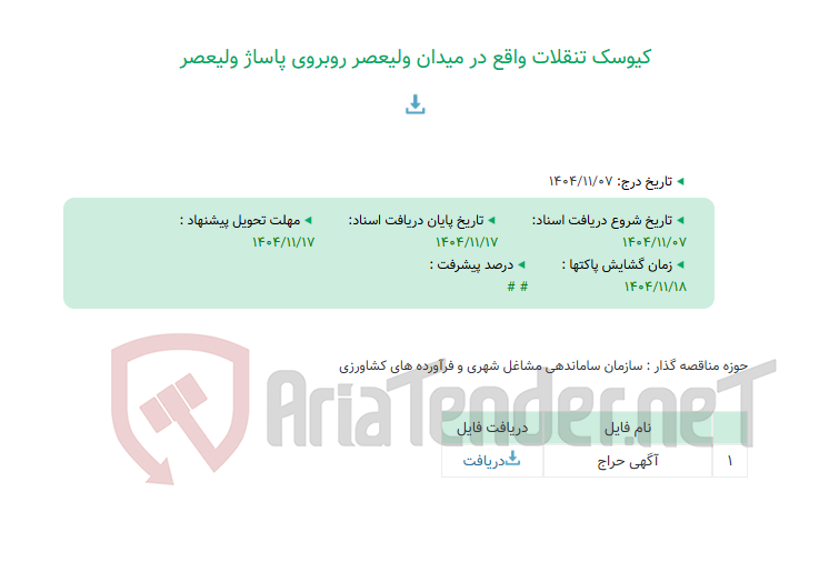تصویر کوچک آگهی کیوسک تنقلات واقع در میدان ولیعصر روبروی پاساژ ولیعصر