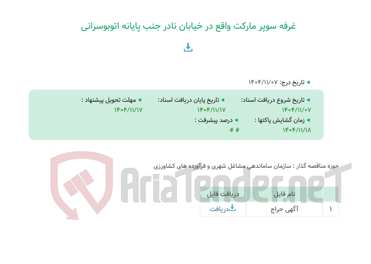 تصویر کوچک آگهی غرفه سوپر مارکت واقع در خیابان نادر جنب پایانه اتوبوسرانی
