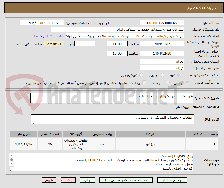 تصویر کوچک آگهی خرید 36 عدد پرژکتور نور سرد 60 وات
