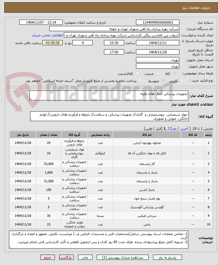 تصویر کوچک آگهی تجهیزات پزشکی کمک های اولیه
