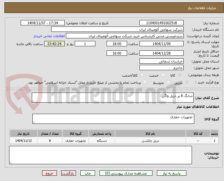 تصویر کوچک آگهی شانگ 8 پر دریل واگن