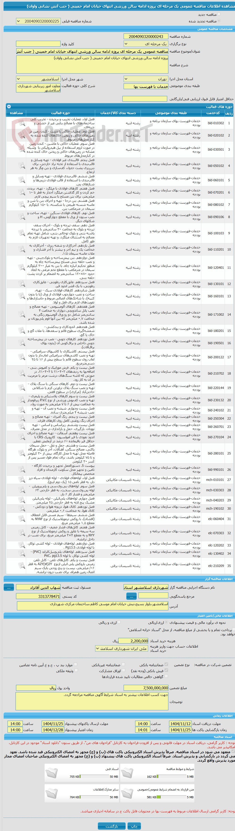 تصویر کوچک آگهی مناقصه عمومی یک مرحله ای پروژه ادامه سالن ورزشی انتهای خیابان امام خمینی ( جنب آتش نشانی واوان)