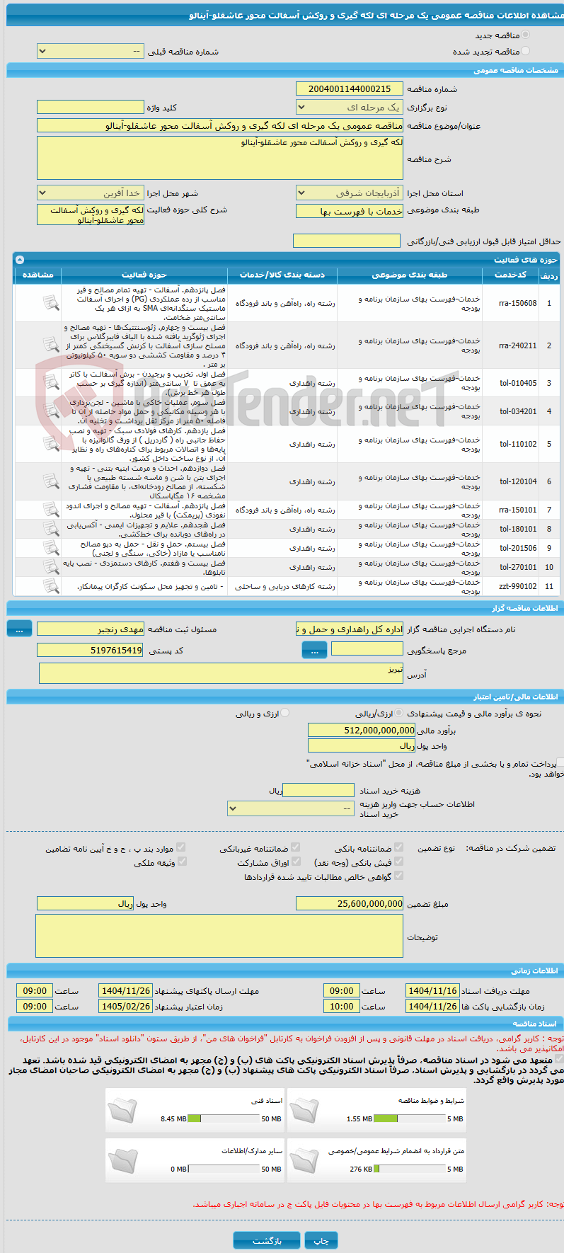 تصویر کوچک آگهی مناقصه عمومی یک مرحله ای لکه گیری و روکش آسفالت محور عاشقلو-آینالو