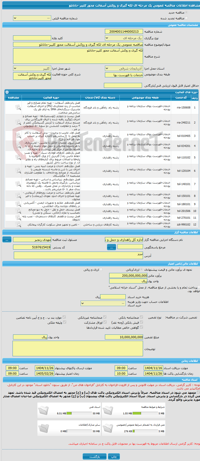 تصویر کوچک آگهی مناقصه عمومی یک مرحله ای لکه گیری و روکش آسفالت محور کلیبر-جانانلو