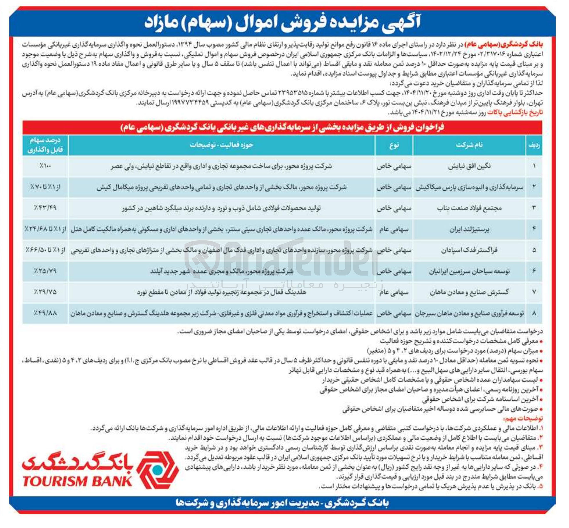 تصویر کوچک آگهی فروش سهام