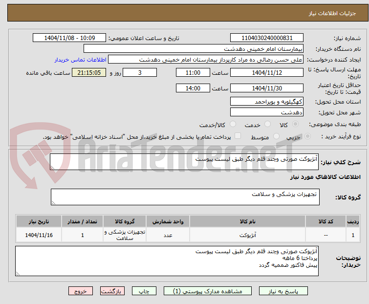 تصویر کوچک آگهی آنژیوکت صورتی وچند قلم دیگر طبق لیست پیوست