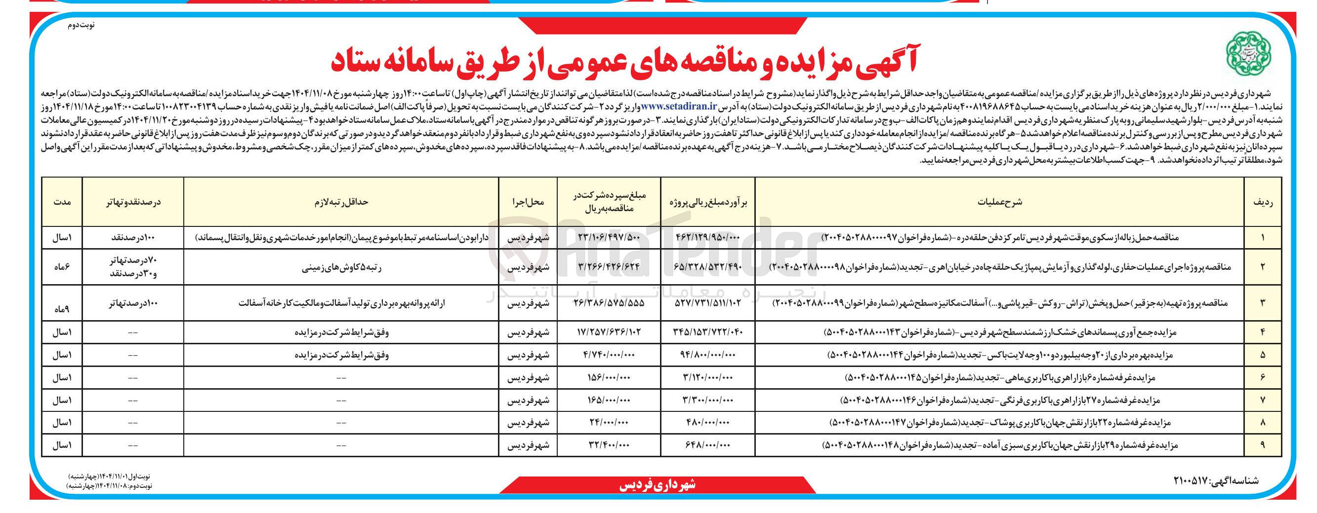 تصویر کوچک آگهی پروژه تهیه (به جز قیر) حمل و پخش تراش روکش قیر پاشی و... آسفالت مکانیزه