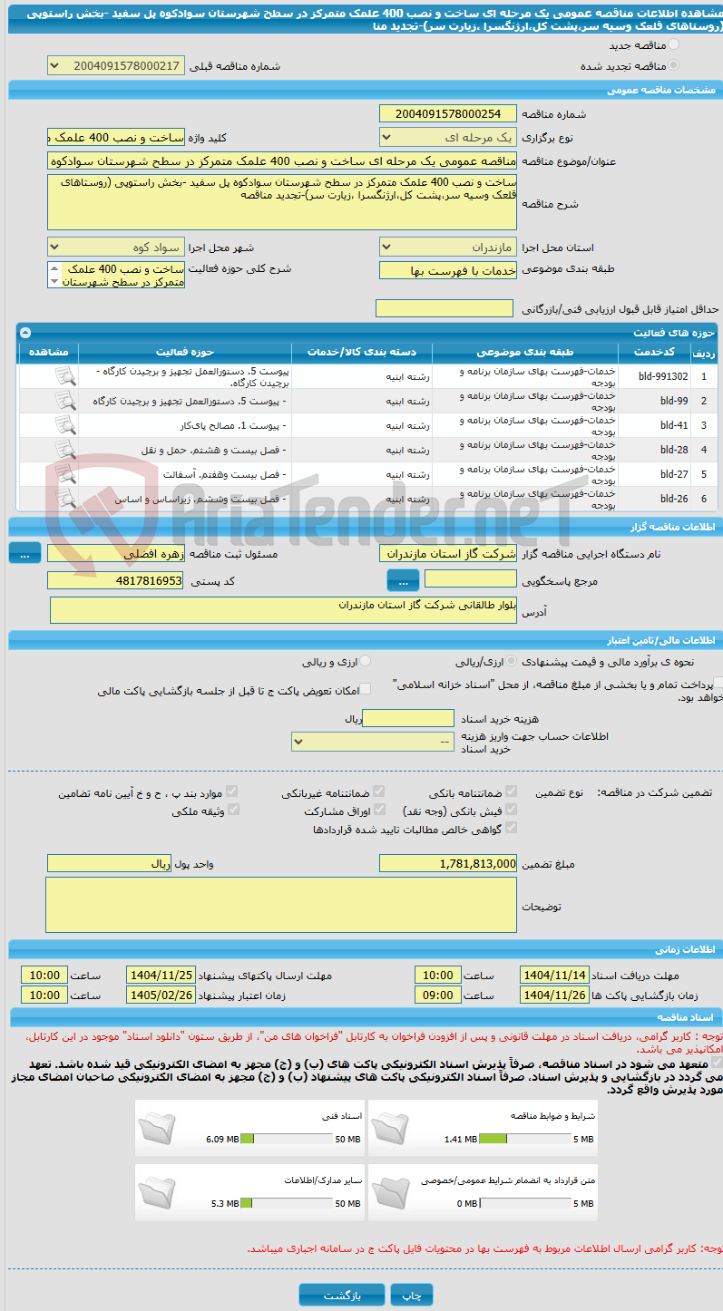 تصویر کوچک آگهی مناقصه عمومی یک مرحله ای ساخت و نصب 400 علمک متمرکز در سطح شهرستان سوادکوه پل سفید -بخش راستوپی (روستاهای قلعک وسیه سر،پشت کل،ارژنگسرا ،زیارت سر)-تجدید منا