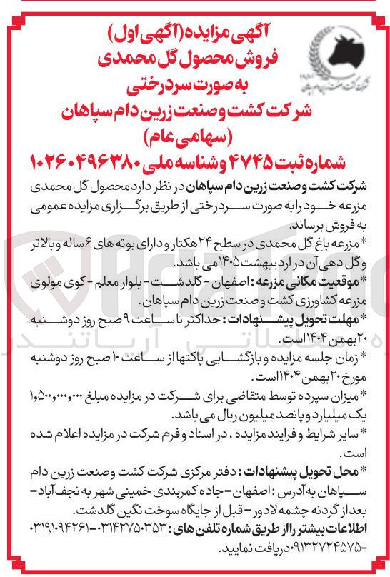 تصویر کوچک آگهی فروش محصول گل محمدی به صورت سردرختی