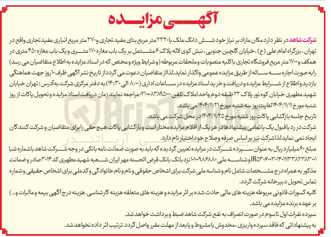 تصویر کوچک آگهی اجاره مکان مازاد بر نیاز خود شش دانگ ملک