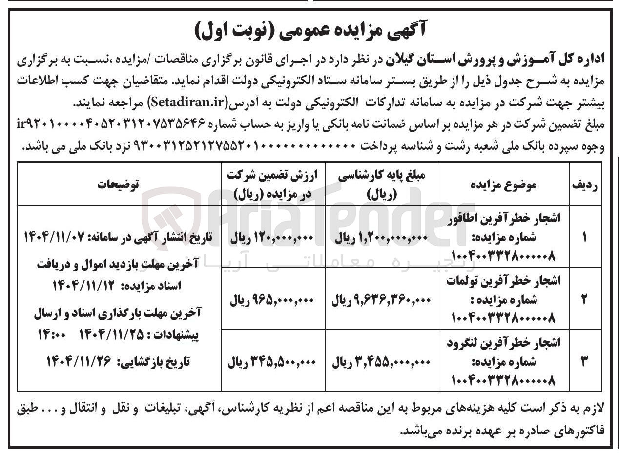 تصویر کوچک آگهی فروش اشجار خطر آفرین تولمات
