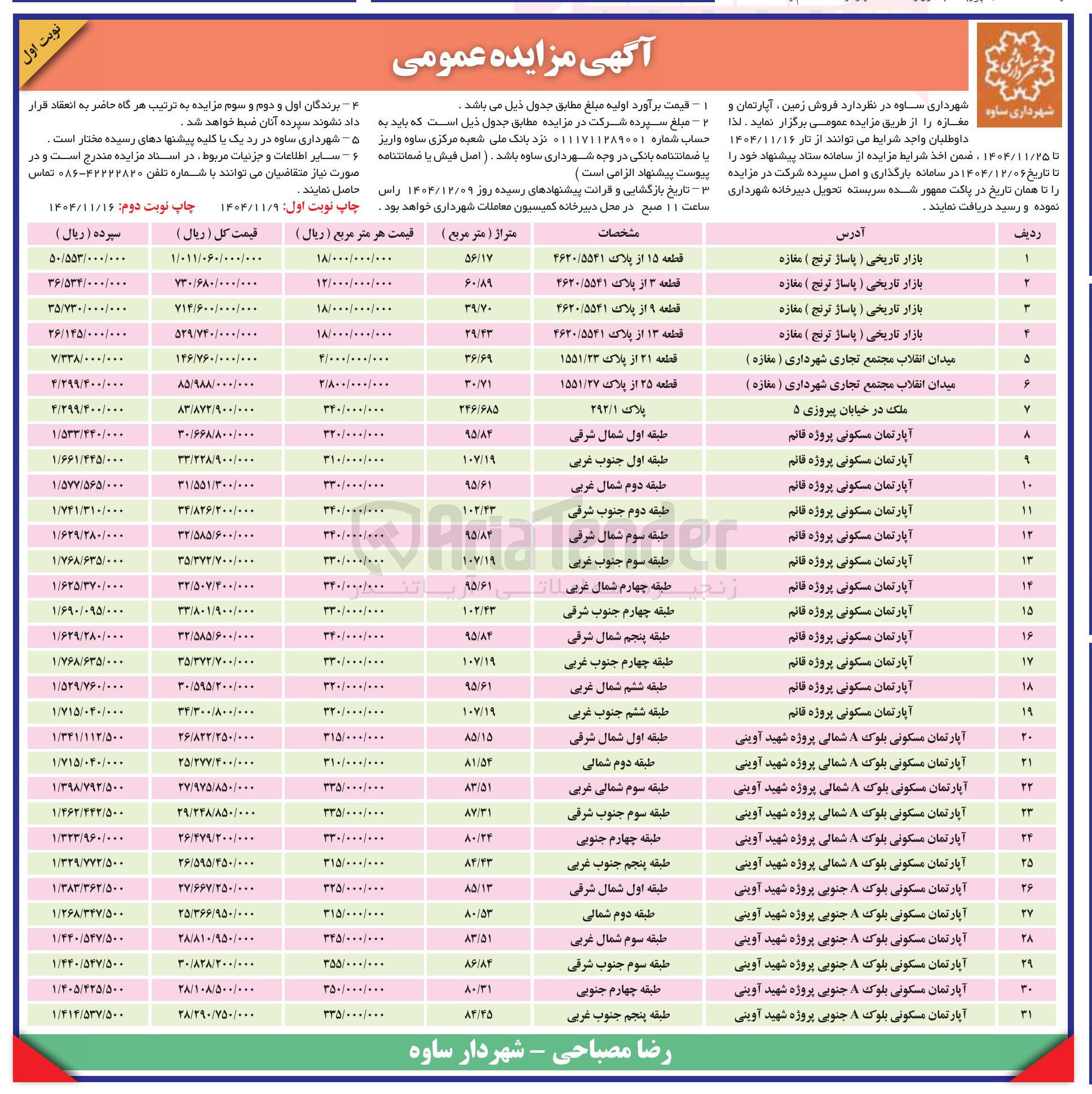 تصویر کوچک آگهی فروش زمین مغازه اپارتمان