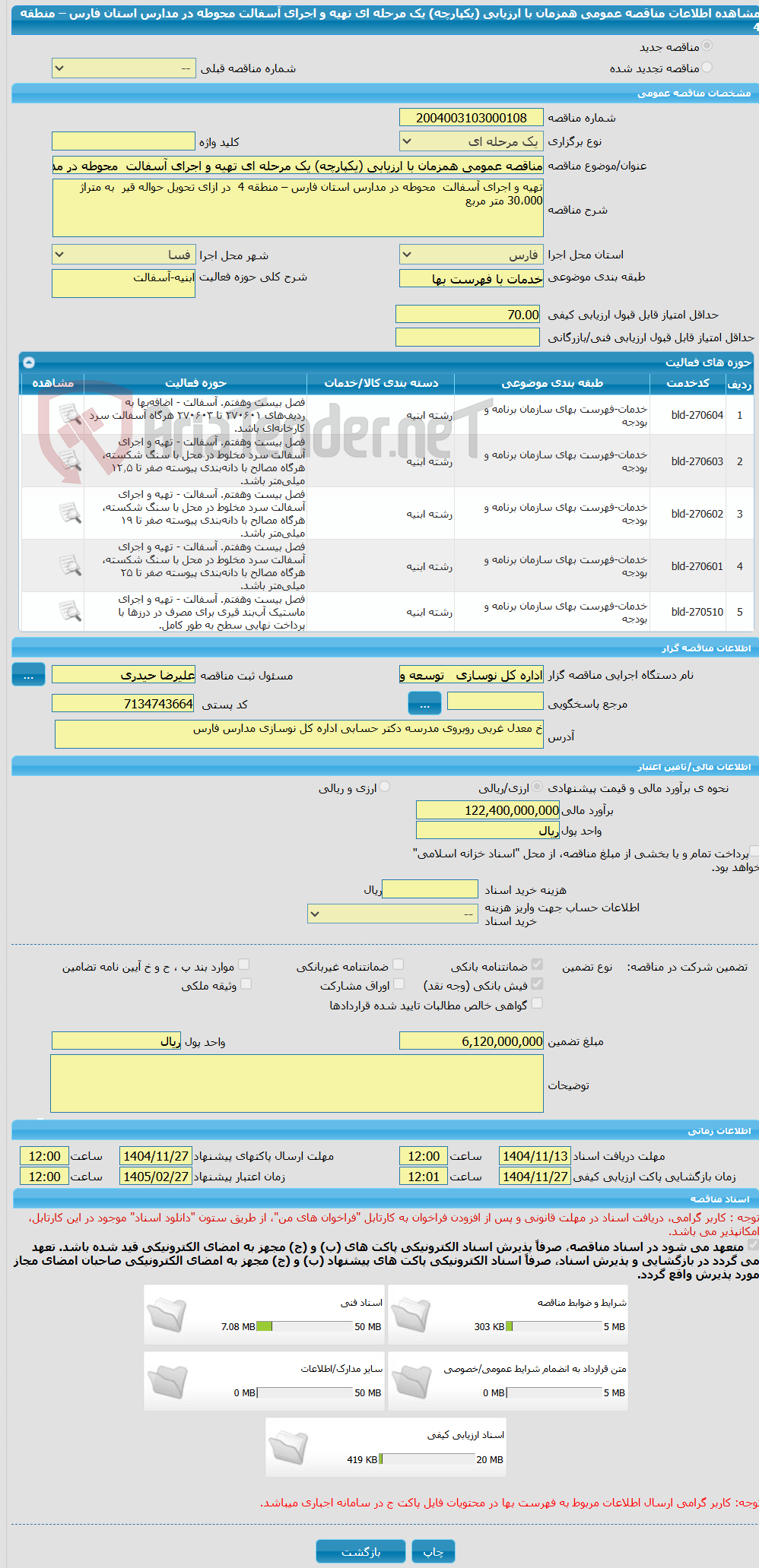 تصویر کوچک آگهی مناقصه عمومی همزمان با ارزیابی (یکپارچه) یک مرحله ای تهیه و اجرای آسفالت  محوطه در مدارس استان فارس – منطقه 4 