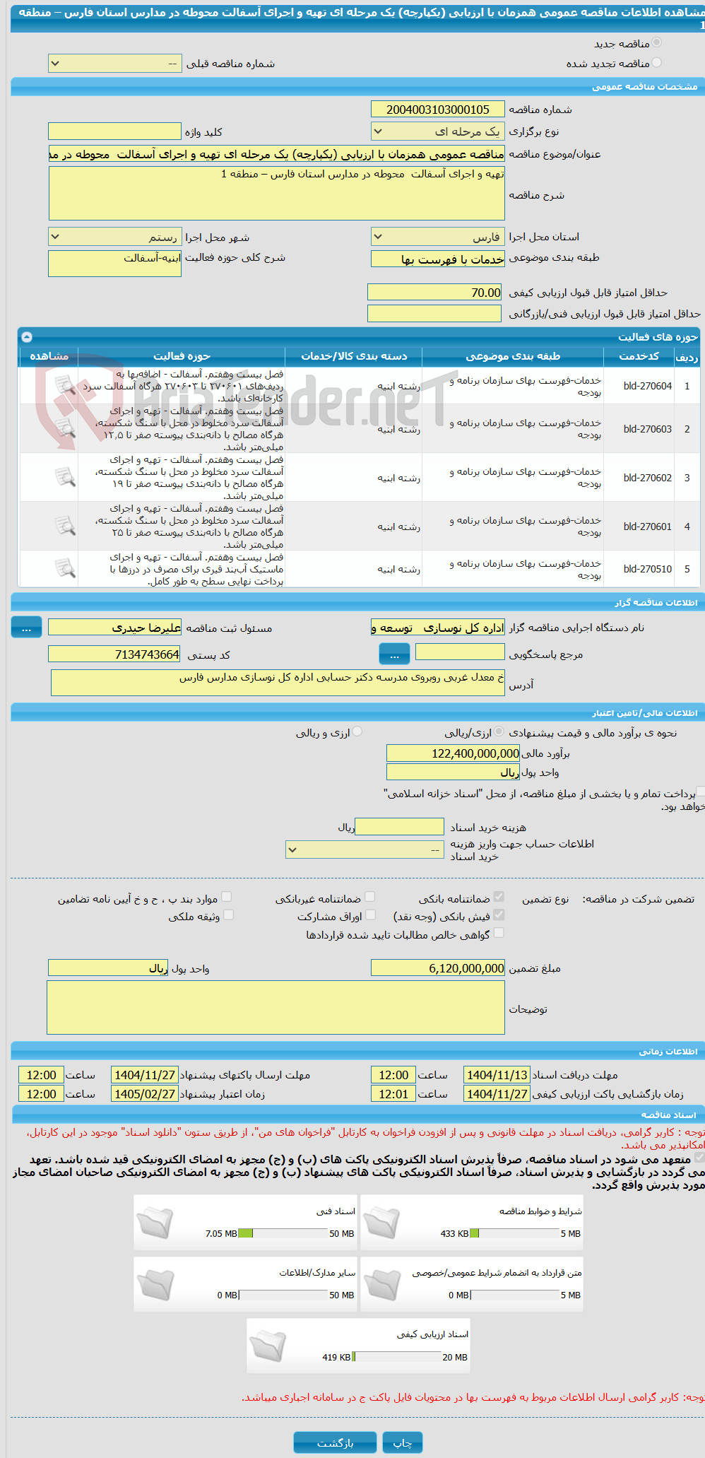 تصویر کوچک آگهی مناقصه عمومی همزمان با ارزیابی (یکپارچه) یک مرحله ای تهیه و اجرای آسفالت  محوطه در مدارس استان فارس – منطقه 1