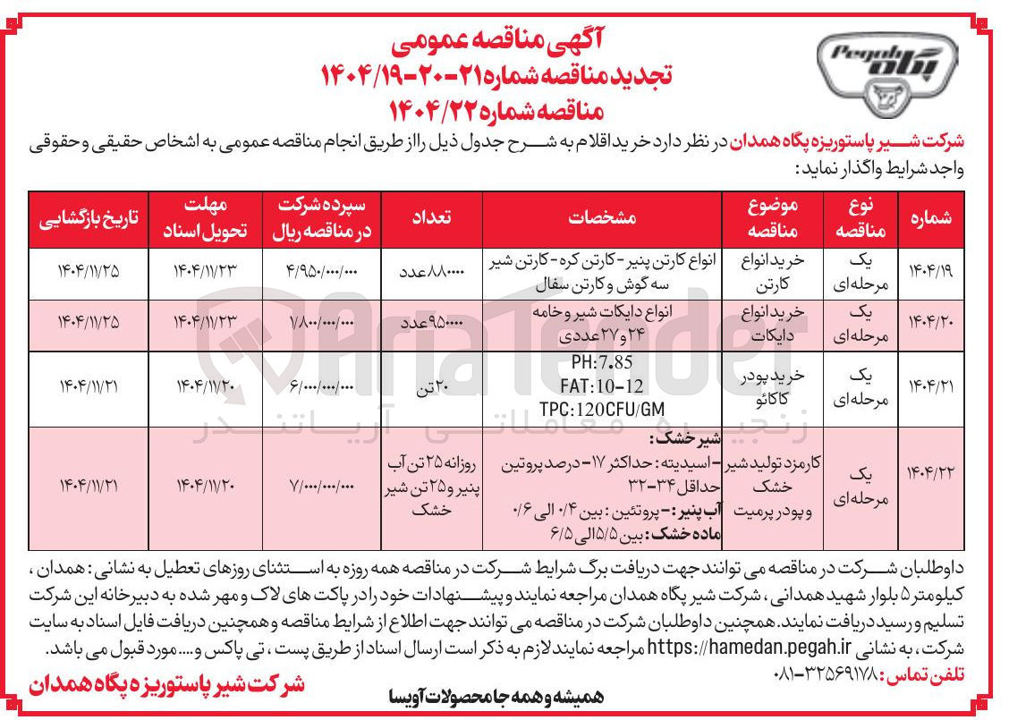 تصویر کوچک آگهی کارمزد تولید شیر خشک و پودر پرمیت
