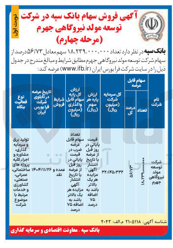 تصویر کوچک آگهی فروش سهام
