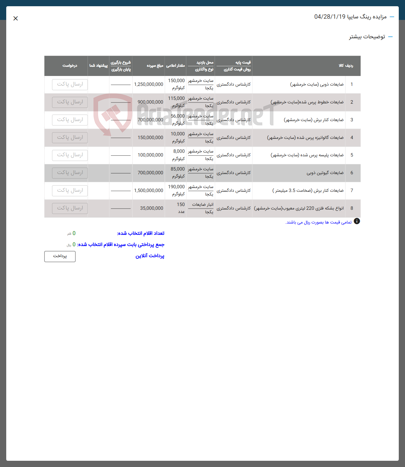 تصویر کوچک آگهی 2 ضایعات خطوط پرس شده ( سایت خرمشهر ) 
