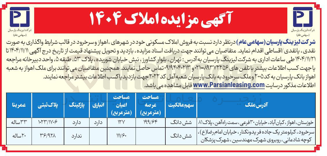 تصویر کوچک آگهی فروش املاک مسکونی
