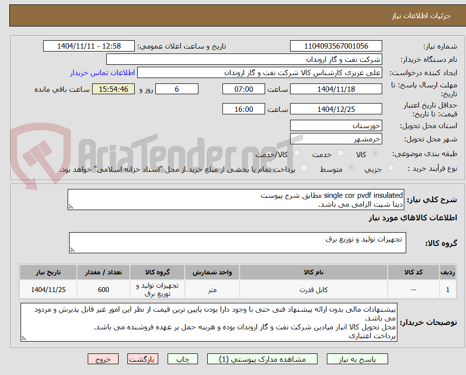 تصویر کوچک آگهی single cor pvdf insulated مطابق شرح پیوست
دیتا شیت الزامی می باشد.