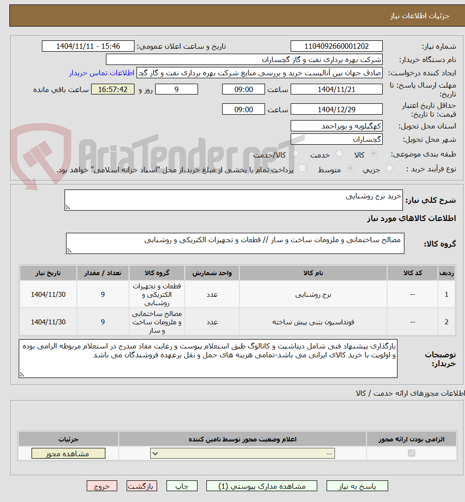 تصویر کوچک آگهی خرید برج روشنایی
