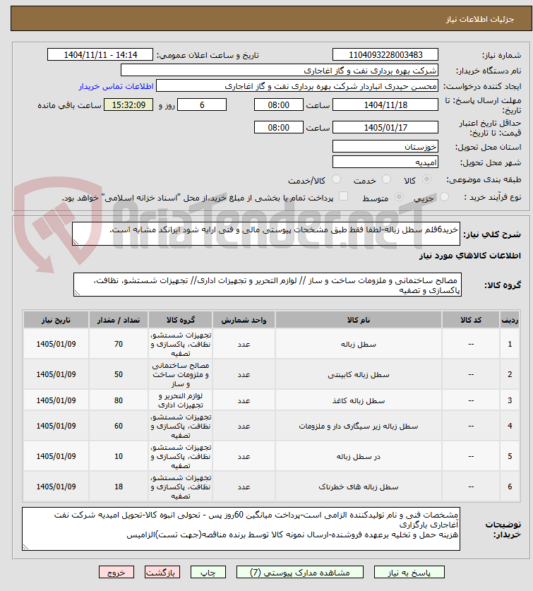 تصویر کوچک آگهی خرید6قلم سطل زباله-لطفا فقط طبق مشخحات پیوستی مالی و فنی ارایه شود ایرانکد مشابه است.