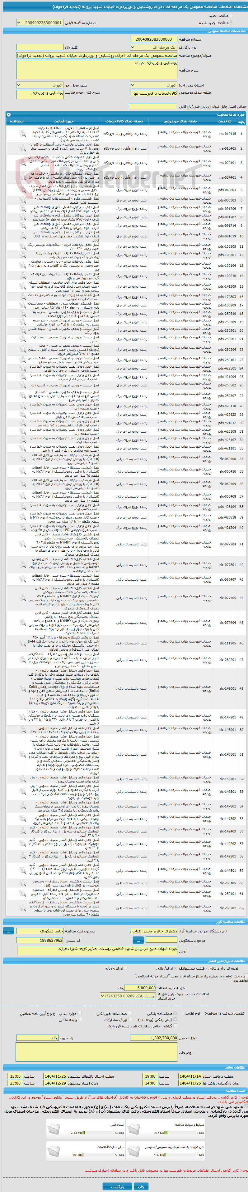 تصویر کوچک آگهی مناقصه عمومی یک مرحله ای اجرای روشنایی و نورپردازی خیابان شهید پروانه (تجدید فراخوان)