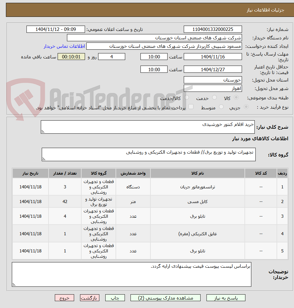 تصویر کوچک آگهی خرید اقلام کنتور خورشیدی