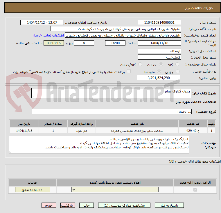 تصویر کوچک آگهی جدول گذاری معابر