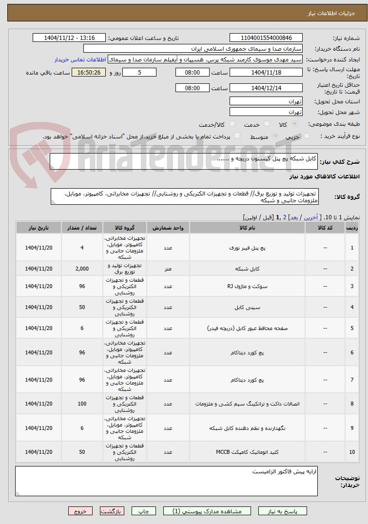 تصویر کوچک آگهی کابل شبکه پچ پنل کیستون دریچه و .......