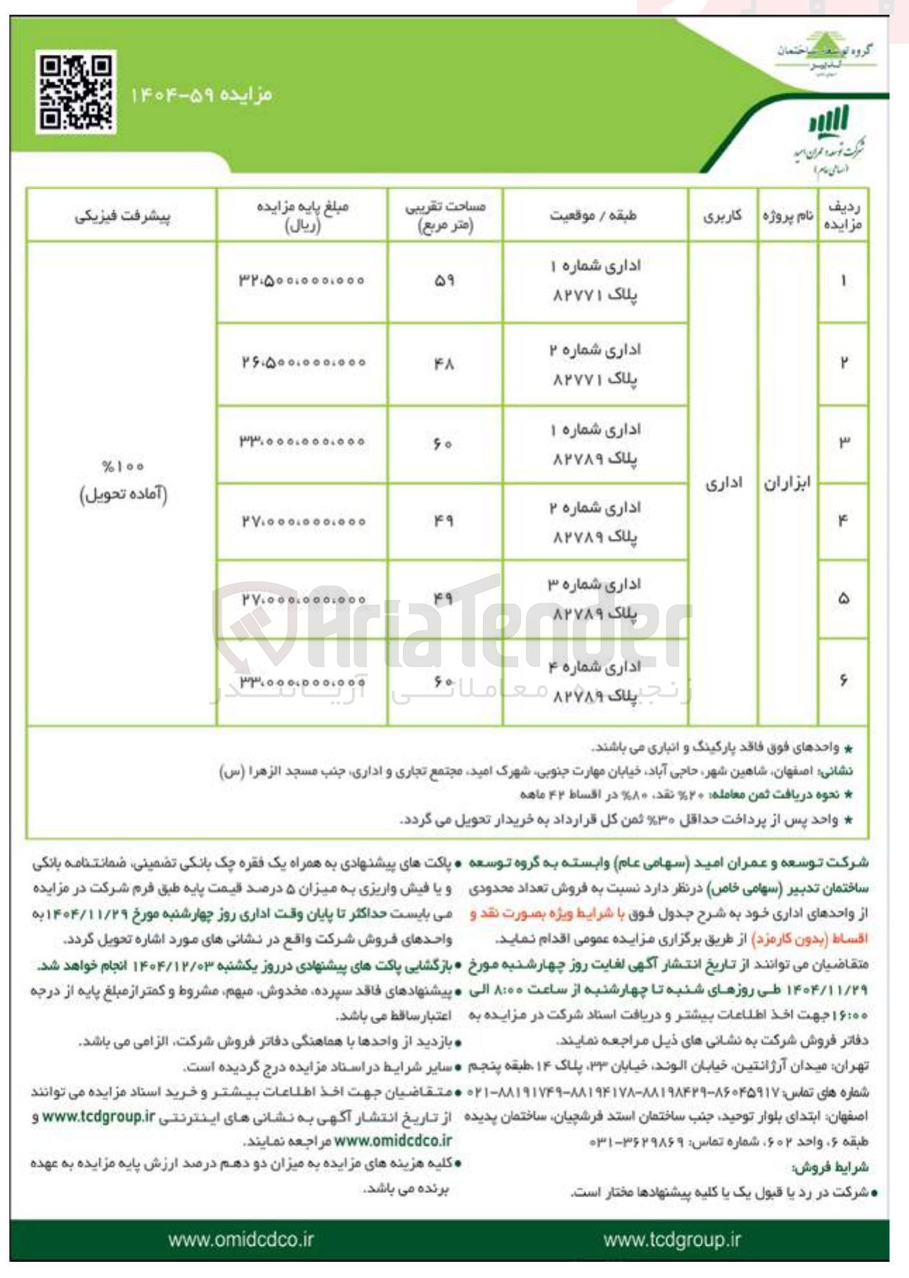 تصویر کوچک آگهی فروش تعداد محدودی از واحدهای اداری