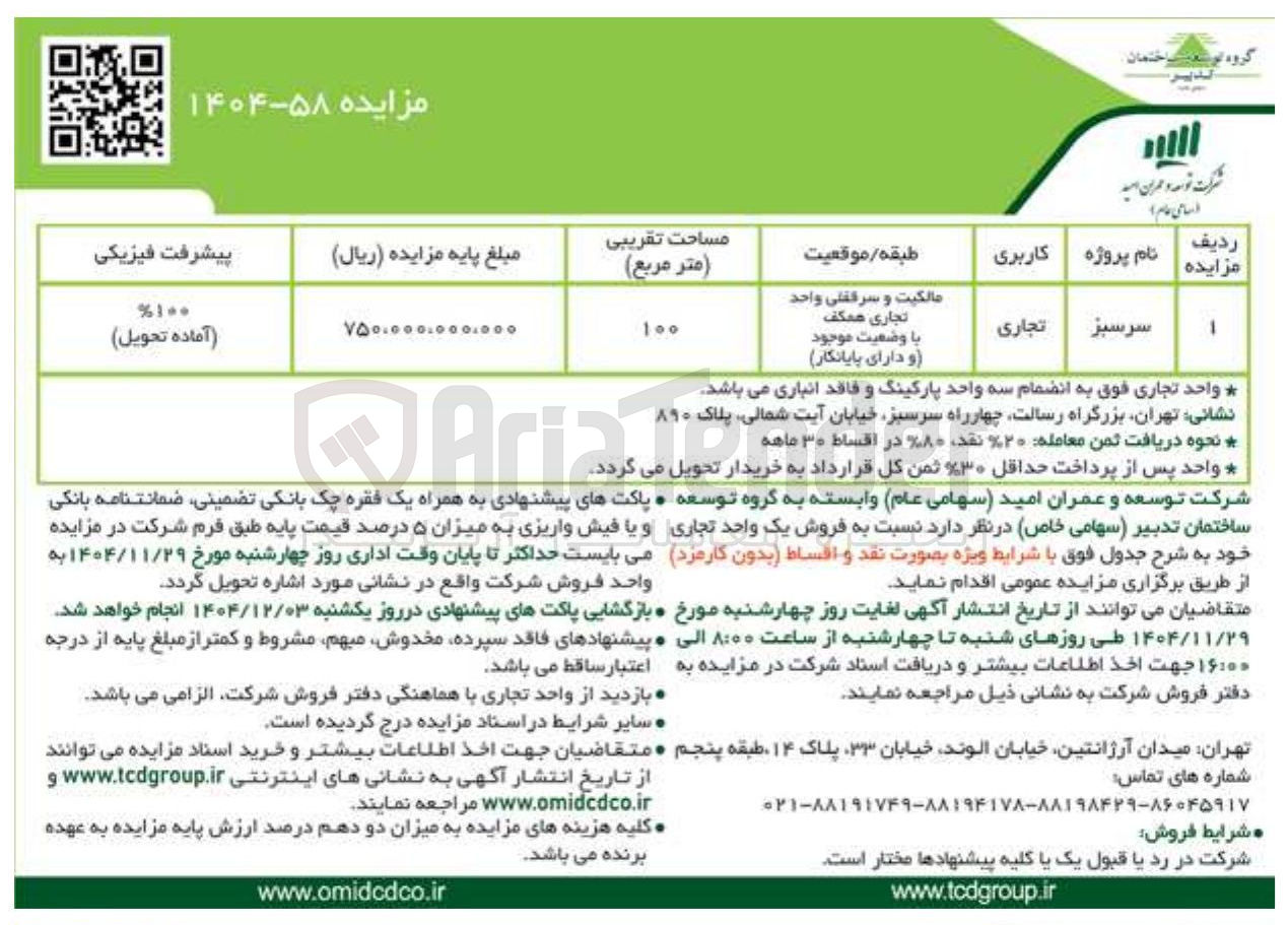 تصویر کوچک آگهی فروش یک واحد تجاری