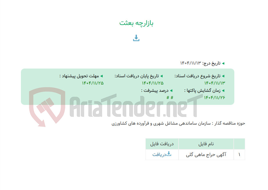 تصویر کوچک آگهی بازارچه بعثت