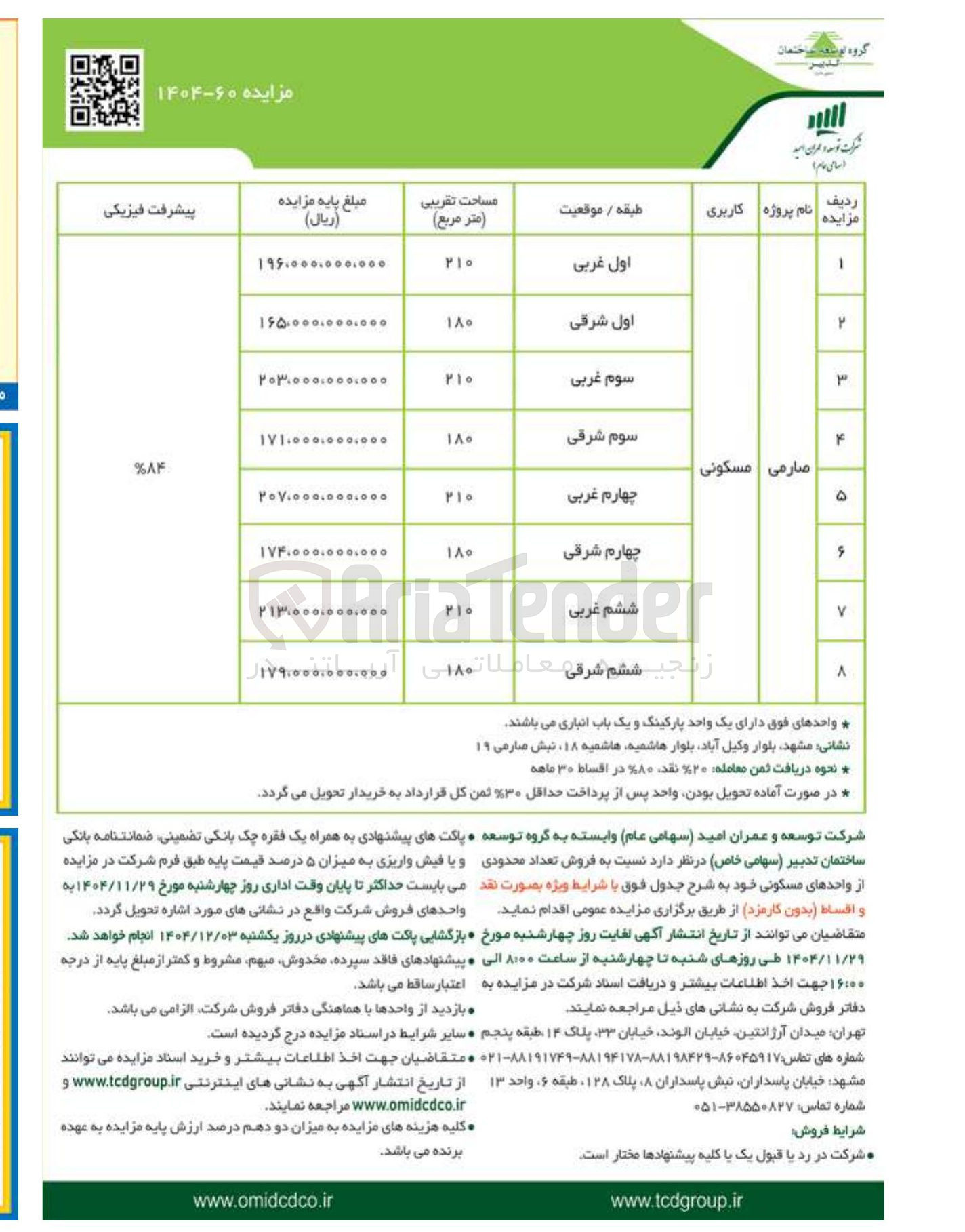تصویر کوچک آگهی فروش تعداد محدودی از واحدهای مسکونی 
