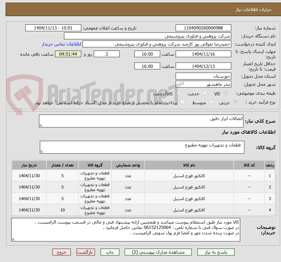 تصویر کوچک آگهی اتصالات ابزار دقیق