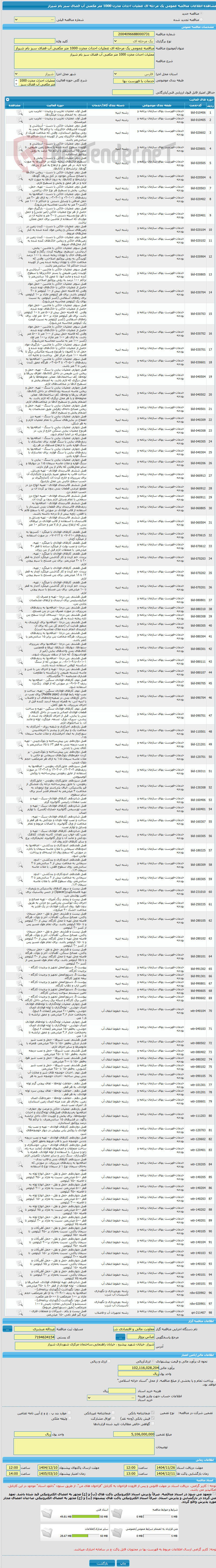 تصویر کوچک آگهی مناقصه عمومی یک مرحله ای عملیات احداث مخزن 1000 متر مکعبی آب فضای سبز بام شیراز 