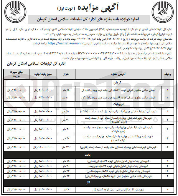 تصویر کوچک آگهی اجاره دوازده باب مغازه 