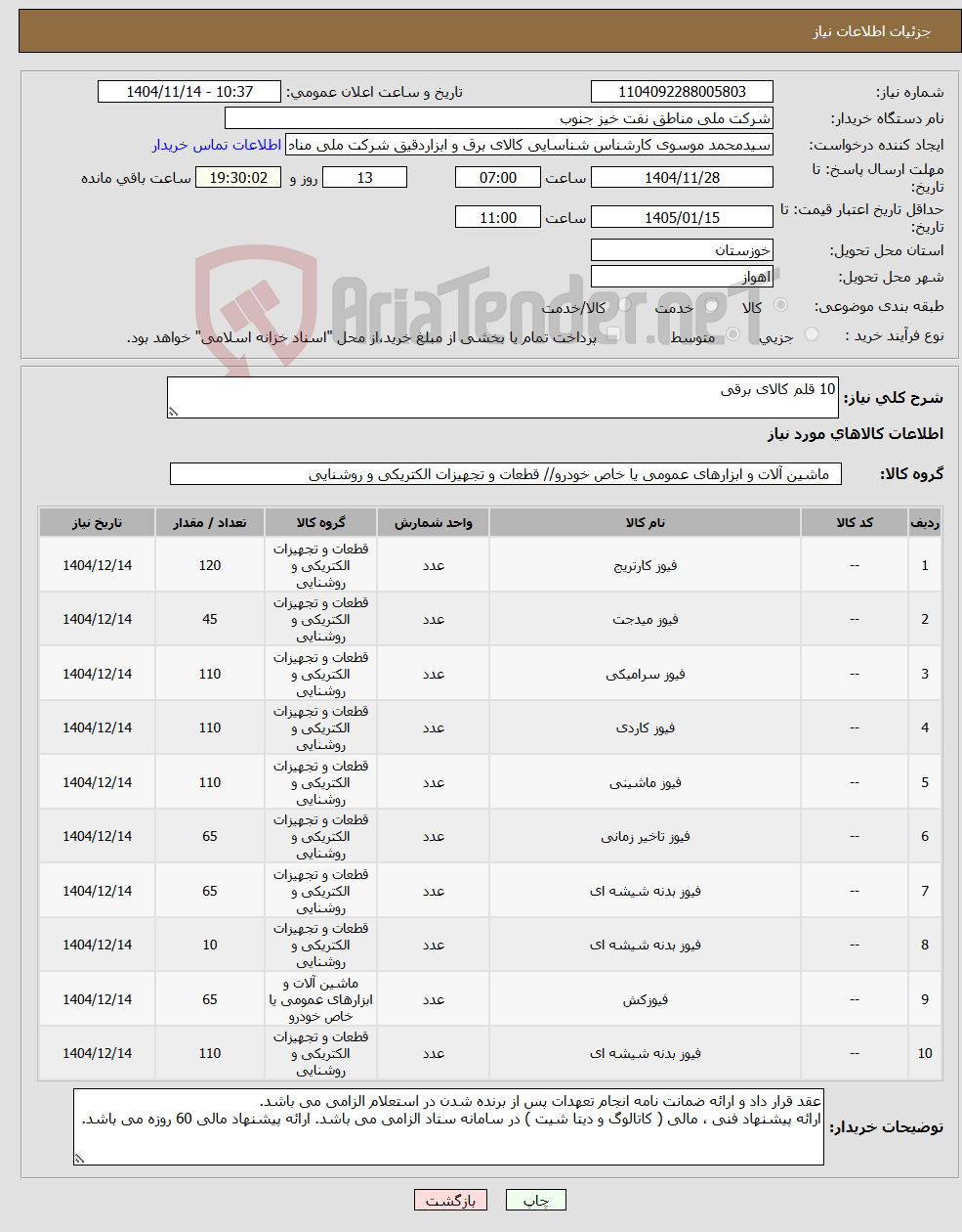 تصویر کوچک آگهی نیاز کالا-10 قلم کالای برقی