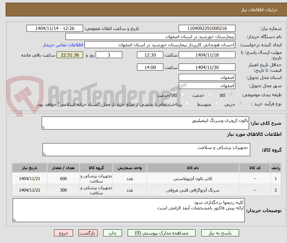 تصویر کوچک آگهی بالون کرونری وسرنگ اینفیلیتور